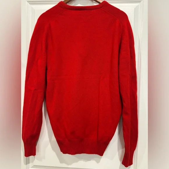 Vintage 1980s McGeorge of Dumfries 100% Cashmere Intarsia Sweater V Neck Size 46